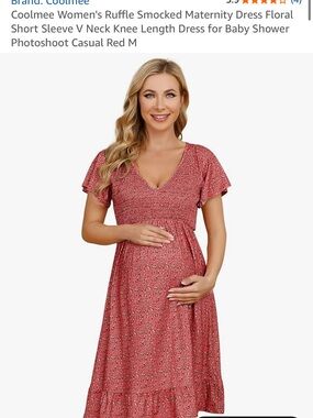 Maternity V-Neck Smocked Dress